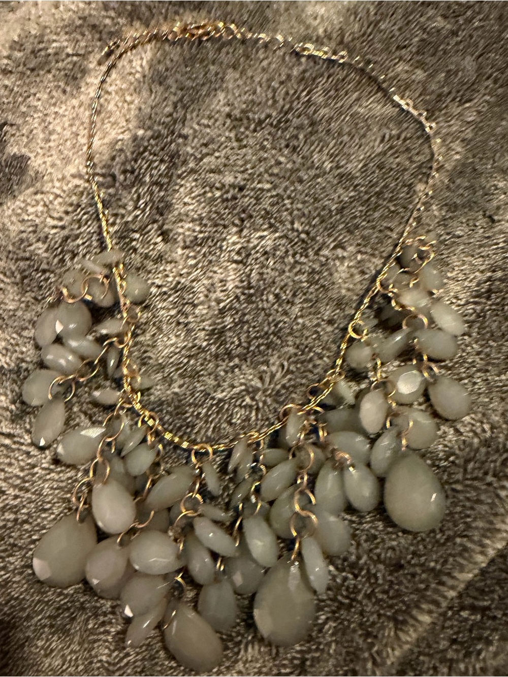 Nordstrom Gold-Tone Necklace with Gray Teardrop Beads